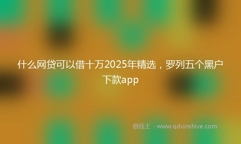 什么网贷可以借十万2025年精选，罗列五个黑户下款app