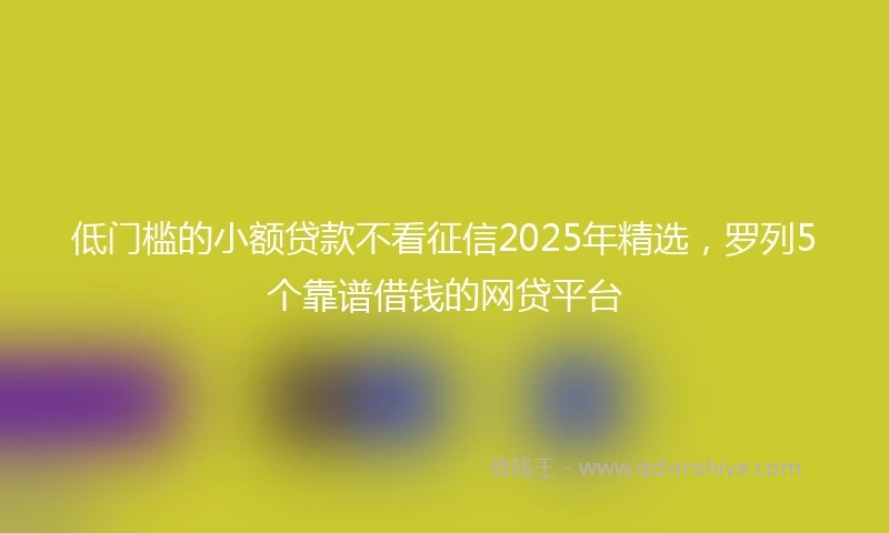 低门槛的小额贷款不看征信2025年精选，罗列5个靠谱借钱的网贷平台