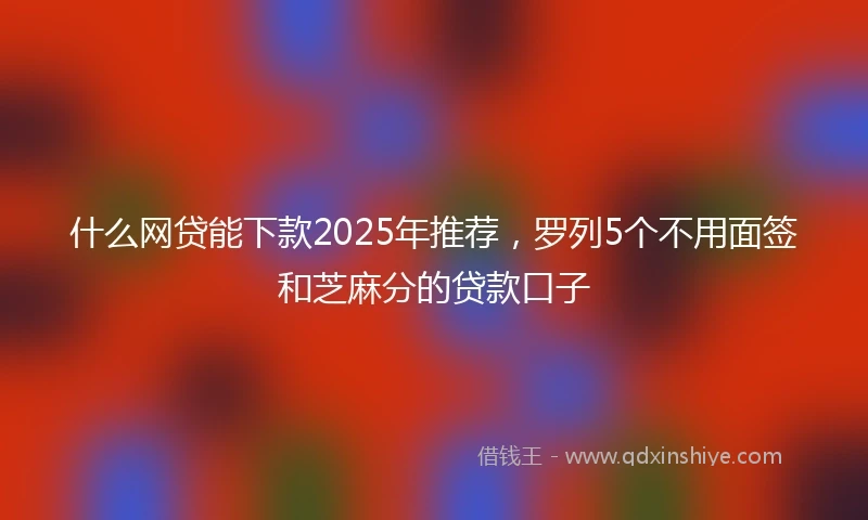 什么网贷能下款2025年推荐，罗列5个不用面签和芝麻分的贷款口子