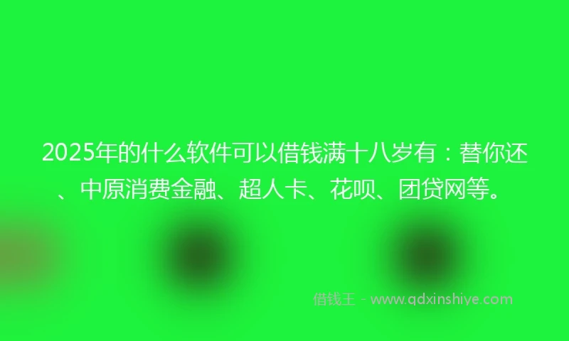 2025年的什么软件可以借钱满十八岁有：替你还、中原消费金融、超人卡、花呗、团贷网等。