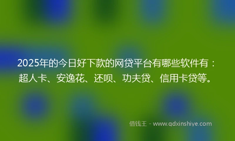 2025年的今日好下款的网贷平台有哪些软件有:超人卡、安逸花、还呗、功夫贷、信用卡贷等。