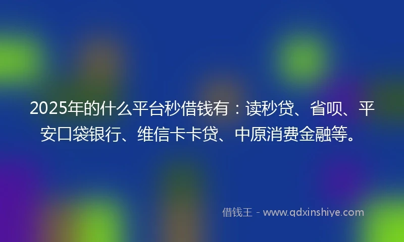 2025年的什么平台秒借钱有：读秒贷、省呗、平安口袋银行、维信卡卡贷、中原消费金融等。