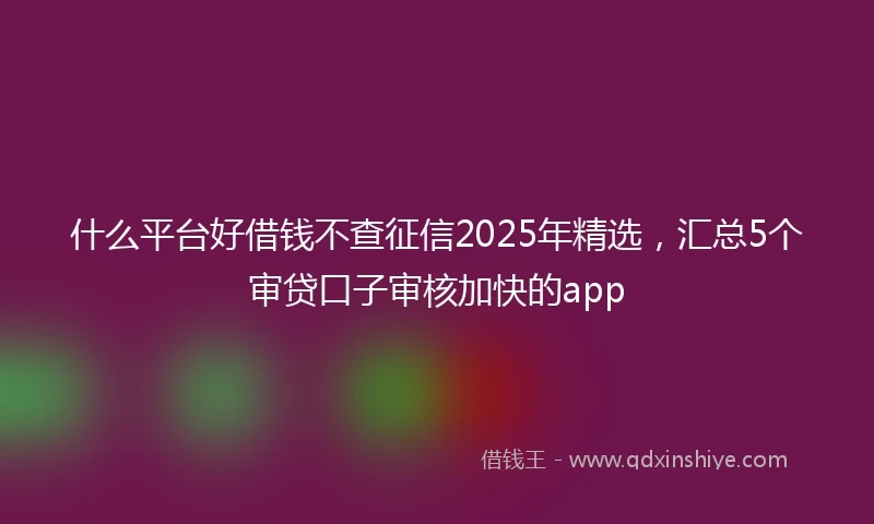 什么平台好借钱不查征信2025年精选，汇总5个审贷口子审核加快的app