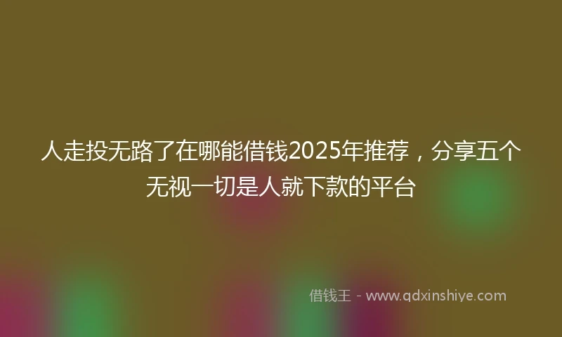 人走投无路了在哪能借钱2025年推荐，分享五个无视一切是人就下款的平台