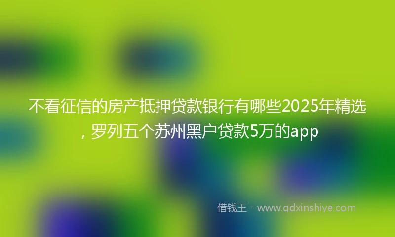 不看征信的房产抵押贷款银行有哪些2025年精选，罗列五个苏州黑户贷款5万的app