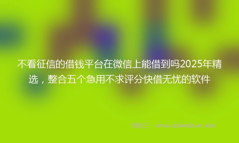 不看征信的借钱平台在微信上能借到吗2025年精选，整合五个急用不求评分快借无忧的软件