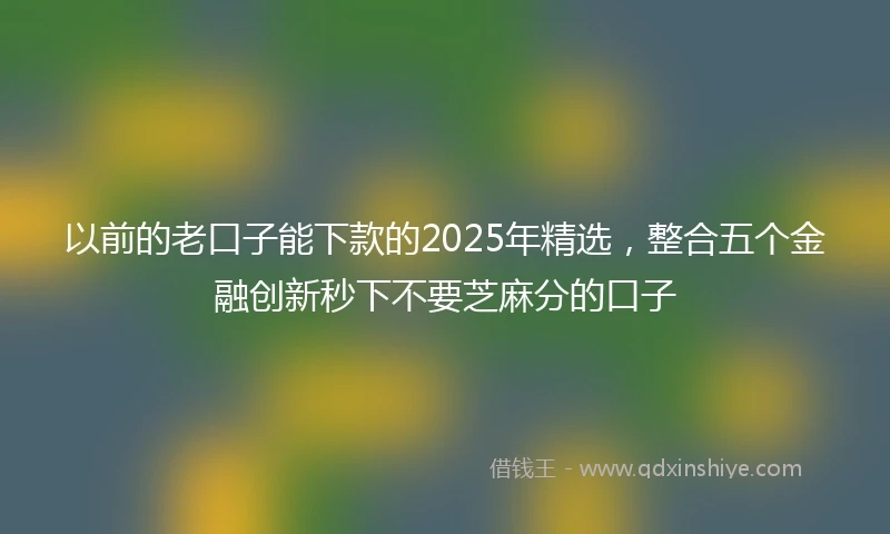 以前的老口子能下款的2025年精选，整合五个金融创新秒下不要芝麻分的口子