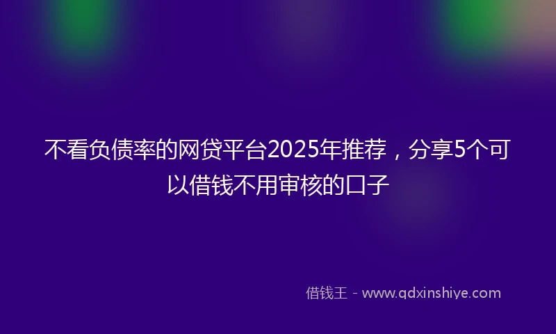不看负债率的网贷平台2025年推荐，分享5个可以借钱不用审核的口子