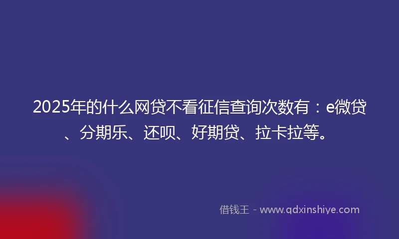 2025年的什么网贷不看征信查询次数有：e微贷、分期乐、还呗、好期贷、拉卡拉等。