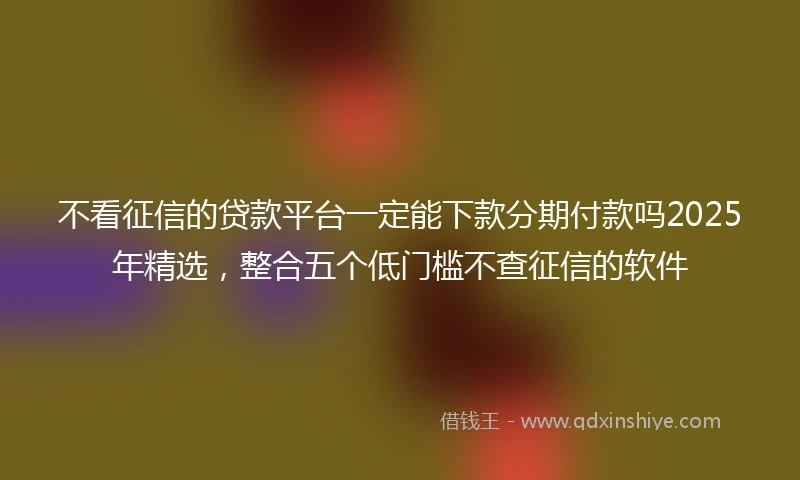 不看征信的贷款平台一定能下款分期付款吗2025年精选，整合五个低门槛不查征信的软件
