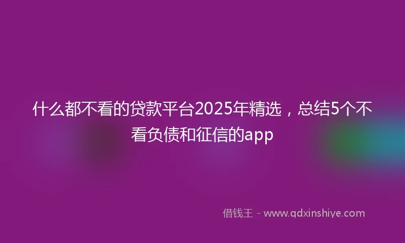什么都不看的贷款平台2025年精选，总结5个不看负债和征信的app