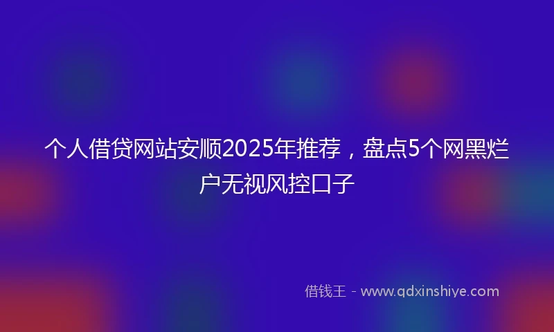个人借贷网站安顺2025年推荐，盘点5个网黑烂户无视风控口子