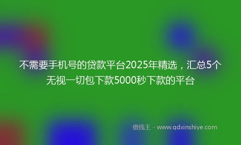 不需要手机号的贷款平台2025年精选，汇总5个无视一切包下款5000秒下款的平台