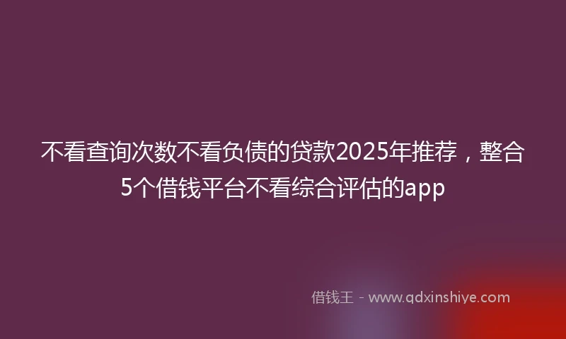 不看查询次数不看负债的贷款2025年推荐，整合5个借钱平台不看综合评估的app