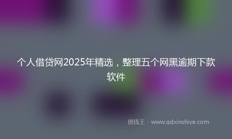 个人借贷网2025年精选，整理五个网黑逾期下款软件