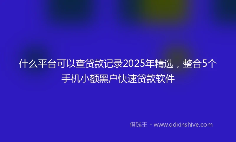 什么平台可以查贷款记录2025年精选，整合5个手机小额黑户快速贷款软件