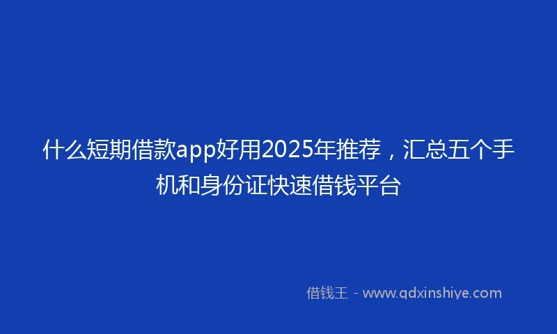 什么短期借款app好用2025年推荐，汇总五个手机和身份证快速借钱平台