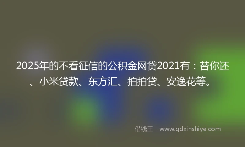 2025年的不看征信的公积金网贷2021有：替你还、小米贷款、东方汇、拍拍贷、安逸花等。