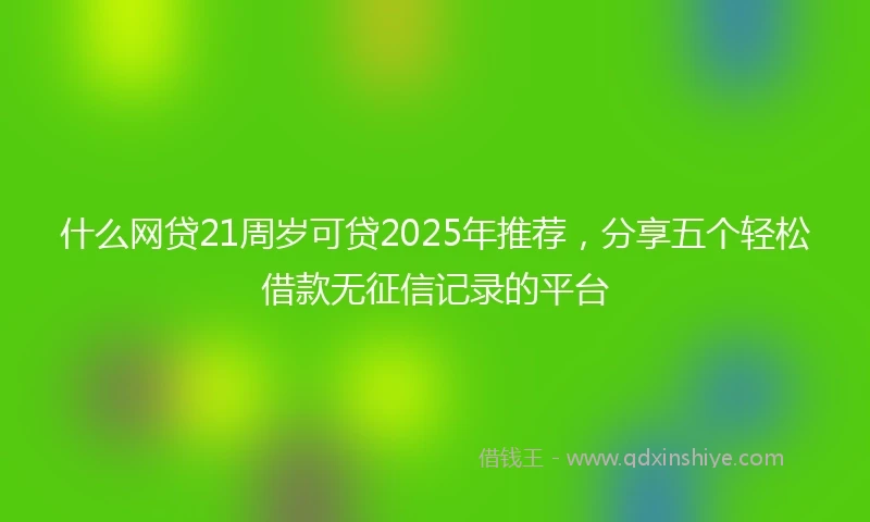 什么网贷21周岁可贷2025年推荐，分享五个轻松借款无征信记录的平台