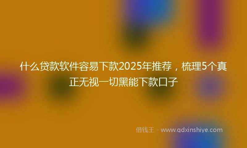 什么贷款软件容易下款2025年推荐，梳理5个真正无视一切黑能下款口子