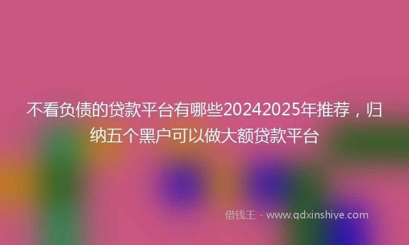 不看负债的贷款平台有哪些20242025年推荐，归纳五个黑户可以做大额贷款平台