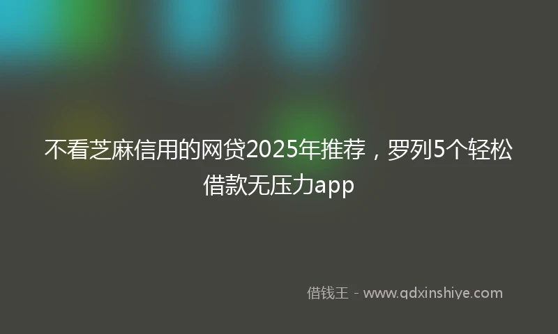 不看芝麻信用的网贷2025年推荐，罗列5个轻松借款无压力app