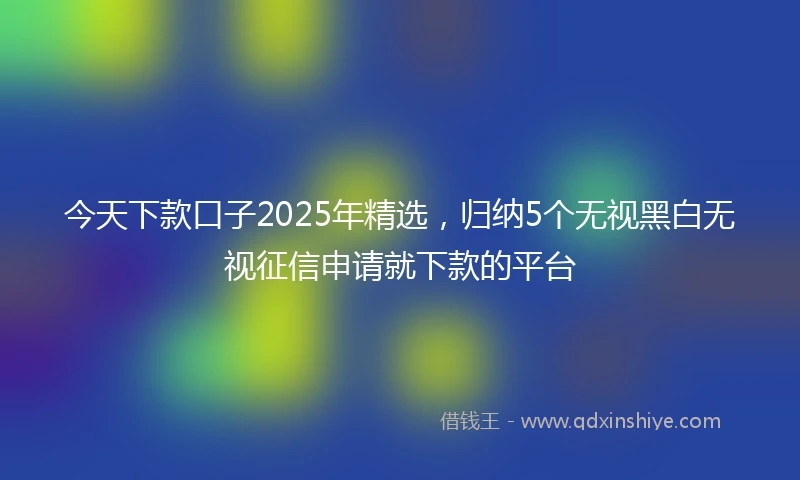 今天下款口子2025年精选，归纳5个无视黑白无视征信申请就下款的平台