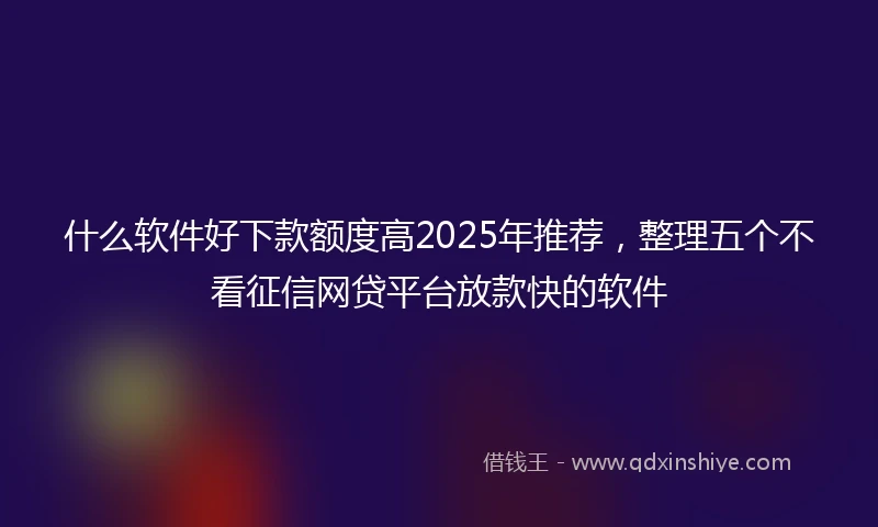 什么软件好下款额度高2025年推荐，整理五个不看征信网贷平台放款快的软件