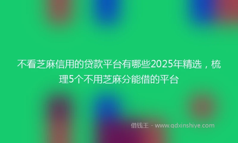 不看芝麻信用的贷款平台有哪些2025年精选，梳理5个不用芝麻分能借的平台