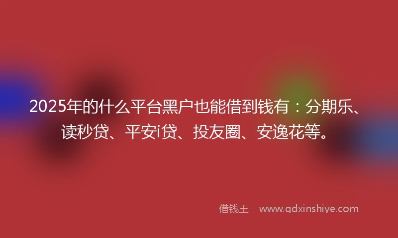 2025年的什么平台黑户也能借到钱有：分期乐、读秒贷、平安i贷、投友圈、安逸花等。