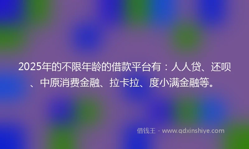 2025年的不限年龄的借款平台有：人人贷、还呗、中原消费金融、拉卡拉、度小满金融等。