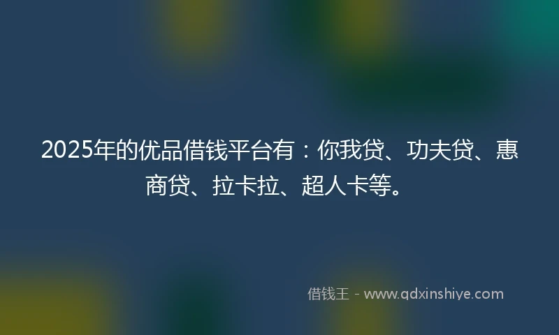 2025年的优品借钱平台有：你我贷、功夫贷、惠商贷、拉卡拉、超人卡等。