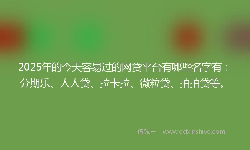 2025年的今天容易过的网贷平台有哪些名字有：分期乐、人人贷、拉卡拉、微粒贷、拍拍贷等。