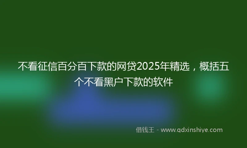 不看征信百分百下款的网贷2025年精选，概括五个不看黑户下款的软件