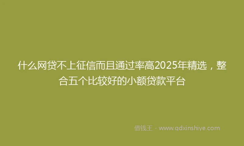 什么网贷不上征信而且通过率高2025年精选，整合五个比较好的小额贷款平台