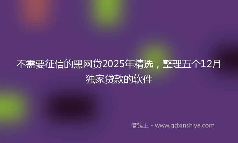 不需要征信的黑网贷2025年精选，整理五个12月独家贷款的软件