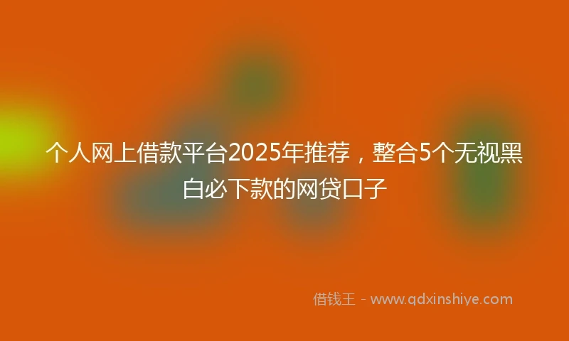 个人网上借款平台2025年推荐，整合5个无视黑白必下款的网贷口子