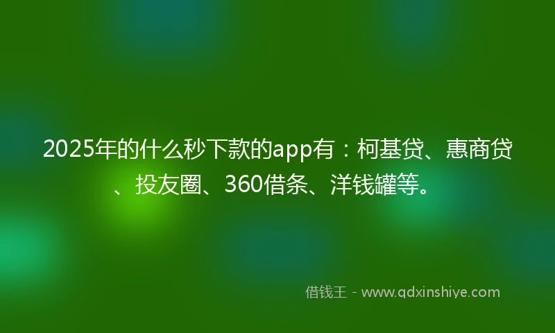 2025年的什么秒下款的app有：柯基贷、惠商贷、投友圈、360借条、洋钱罐等。