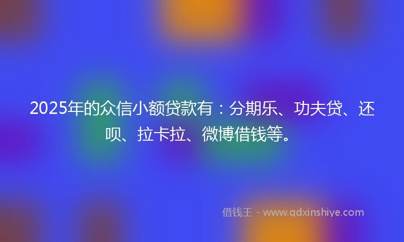 2025年的众信小额贷款有：分期乐、功夫贷、还呗、拉卡拉、微博借钱等。