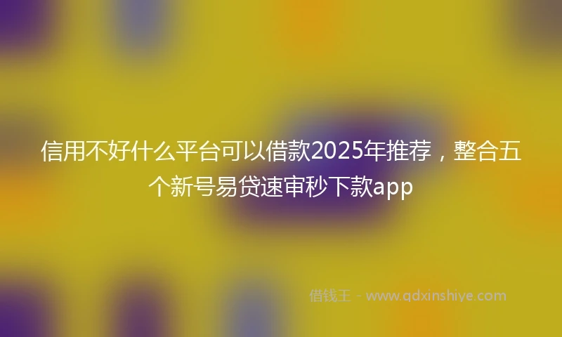 信用不好什么平台可以借款2025年推荐，整合五个新号易贷速审秒下款app