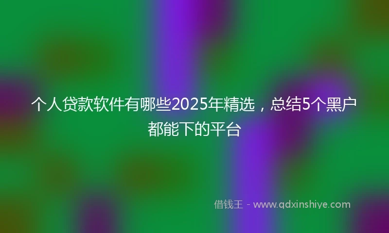 个人贷款软件有哪些2025年精选，总结5个黑户都能下的平台