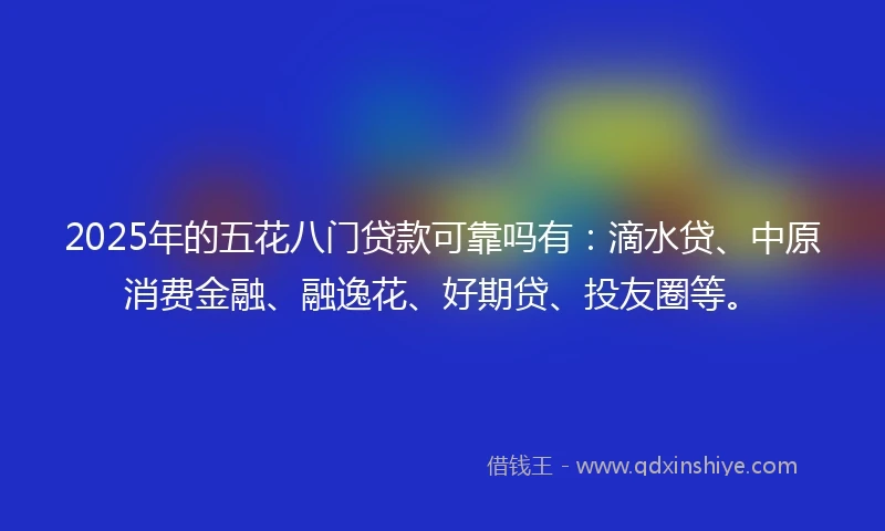2025年的五花八门贷款可靠吗有：滴水贷、中原消费金融、融逸花、好期贷、投友圈等。