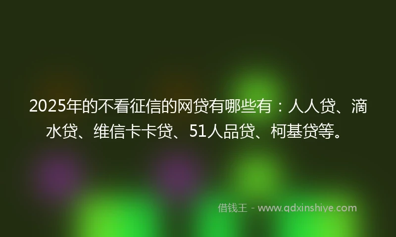2025年的不看征信的网贷有哪些有：人人贷、滴水贷、维信卡卡贷、51人品贷、柯基贷等。