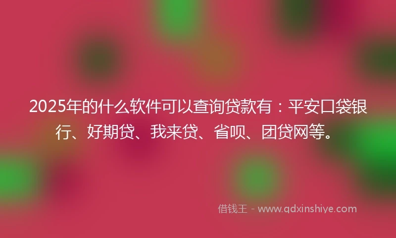 2025年的什么软件可以查询贷款有：平安口袋银行、好期贷、我来贷、省呗、团贷网等。