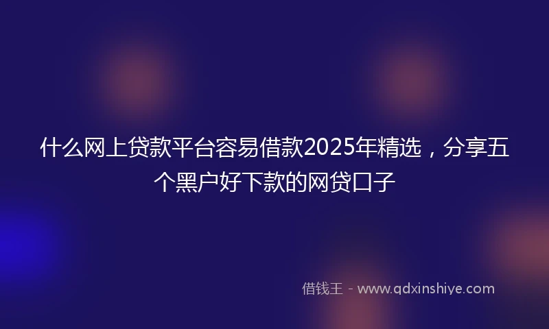什么网上贷款平台容易借款2025年精选，分享五个黑户好下款的网贷口子