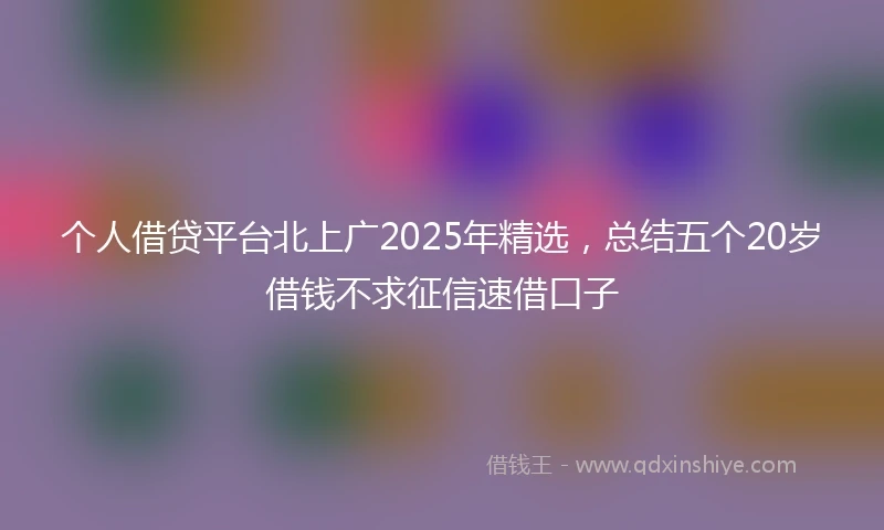 个人借贷平台北上广2025年精选，总结五个20岁借钱不求征信速借口子