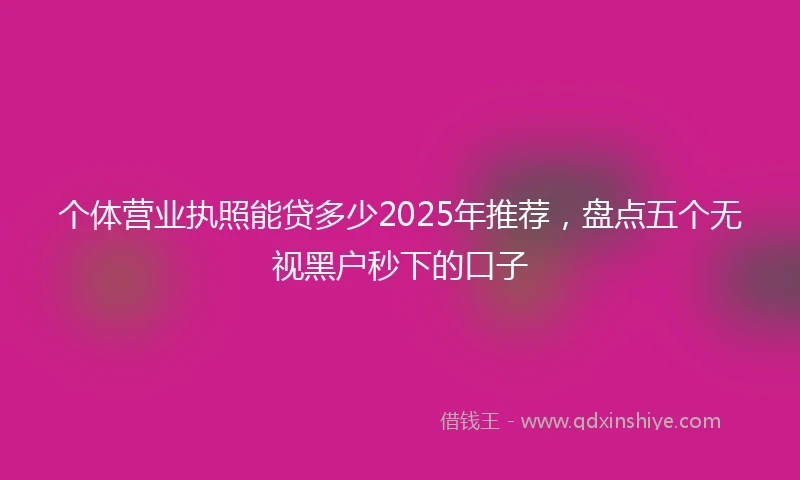 个体营业执照能贷多少2025年推荐，盘点五个无视黑户秒下的口子