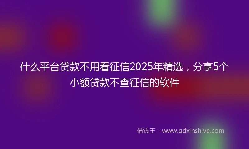 什么平台贷款不用看征信2025年精选，分享5个小额贷款不查征信的软件
