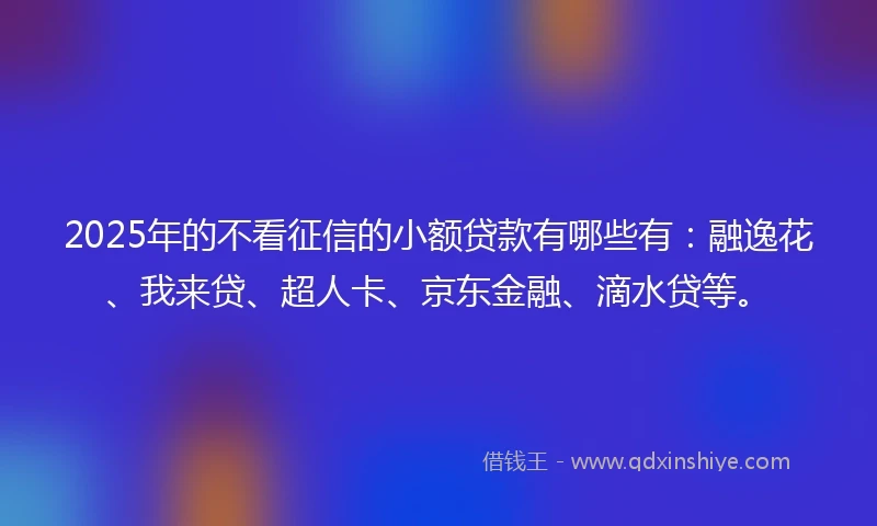 2025年的不看征信的小额贷款有哪些有：融逸花、我来贷、超人卡、京东金融、滴水贷等。
