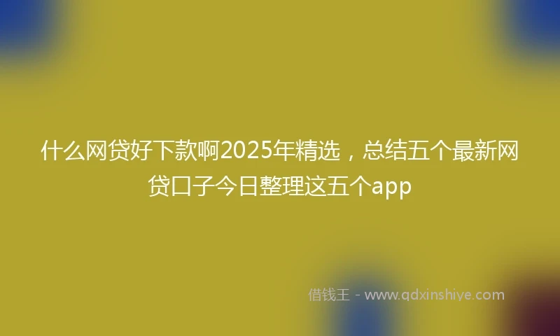 什么网贷好下款啊2025年精选，总结五个最新网贷口子今日整理这五个app